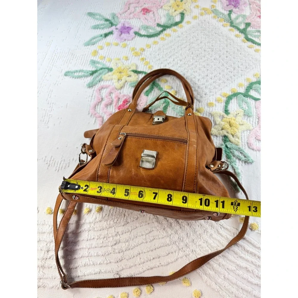 Borse in Pelle Italian Cognac Brown Leather Satchel Crossbody Bag